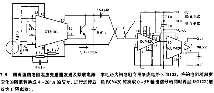 隔离型<b class='flag-5'>铂电阻</b><b class='flag-5'>温度</b><b class='flag-5'>变送器</b>发送及接收<b class='flag-5'>电路</b>