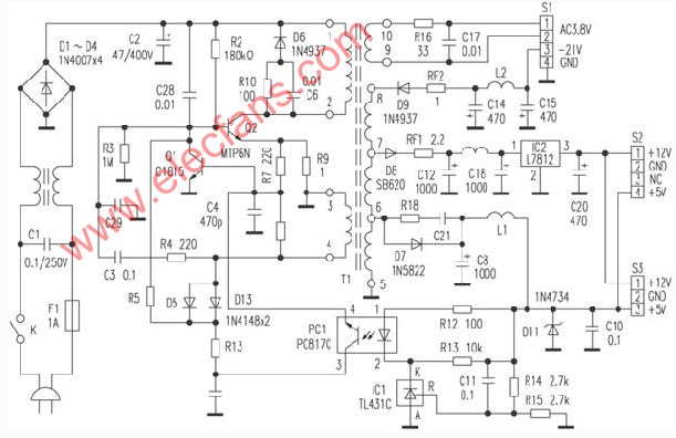 科凌KV-7000型VCD機(jī)<b class='flag-5'>開關(guān)電源</b><b class='flag-5'>工作原理</b>及<b class='flag-5'>電路圖</b>