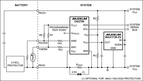 <b class='flag-5'>DS2786</b>電池電量計在2節電池供電系統主機側的使用