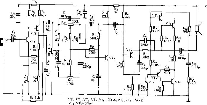3W半导体扩音机电路图