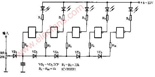 CMOS<b class='flag-5'>集成电路</b><b class='flag-5'>电平</b><b class='flag-5'>指示</b><b class='flag-5'>电路</b>图