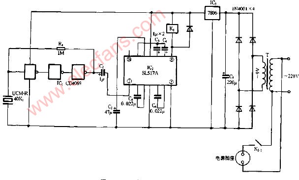 超声波遥控开关接收机电路图