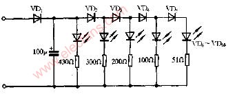 无源发光二极管电平指示电路图