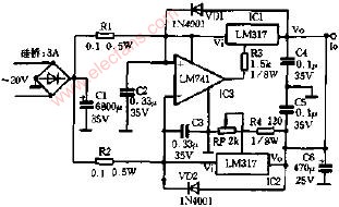 并联扩流稳压电源电路图