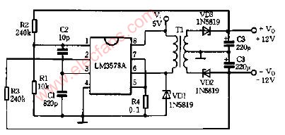 RS-232线路电压器驱动器电源电路图