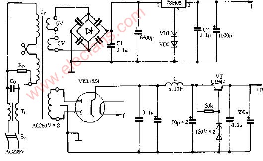 低噪聲<b class='flag-5'>電子管</b><b class='flag-5'>前</b><b class='flag-5'>級(jí)</b>電源原理圖