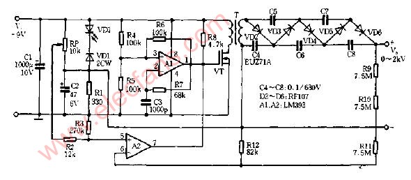 0-2kV高频稳压电源电路图