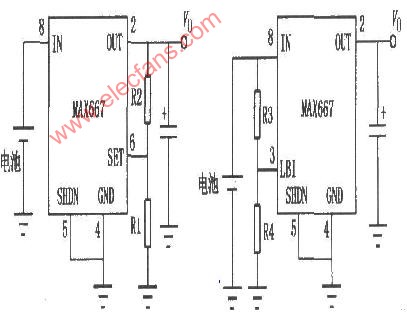 MAX667线性集成稳压器的应用电路图