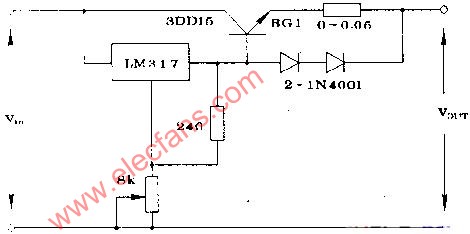 用NPN型大功率管來擴流的電源電路