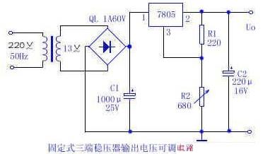 固<b class='flag-5'>定式</b>三端稳压器输出电压可调电路图