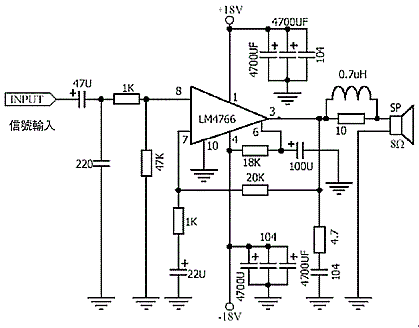 用LM4766制作雙40W功放電路