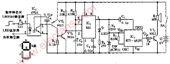 LED数字钟整点语言报时电路图