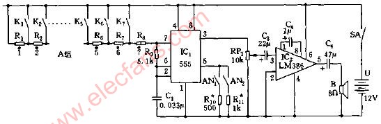 <b class='flag-5'>簡易</b><b class='flag-5'>玩具</b><b class='flag-5'>電子</b>琴<b class='flag-5'>電路</b>圖