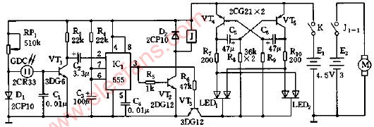 <b class='flag-5'>光</b>控延時(shí)閃光<b class='flag-5'>玩具</b>車<b class='flag-5'>電路圖</b>