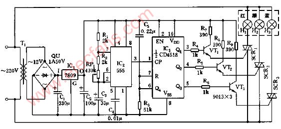 簡(jiǎn)易七<b class='flag-5'>彩燈</b><b class='flag-5'>循環(huán)</b>控制<b class='flag-5'>電路</b>圖