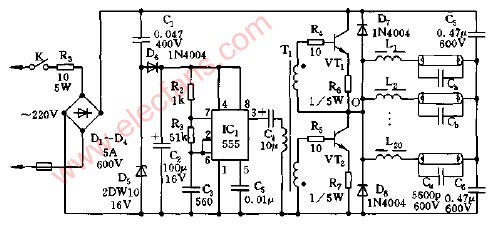 <b>荧光灯</b>组集中整流及启动<b>电路图</b>