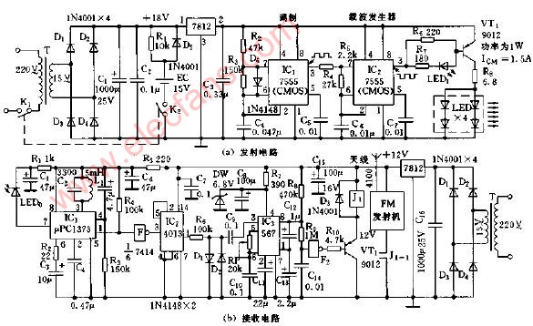 紅外監控無(wú)線(xiàn)報警器電路圖