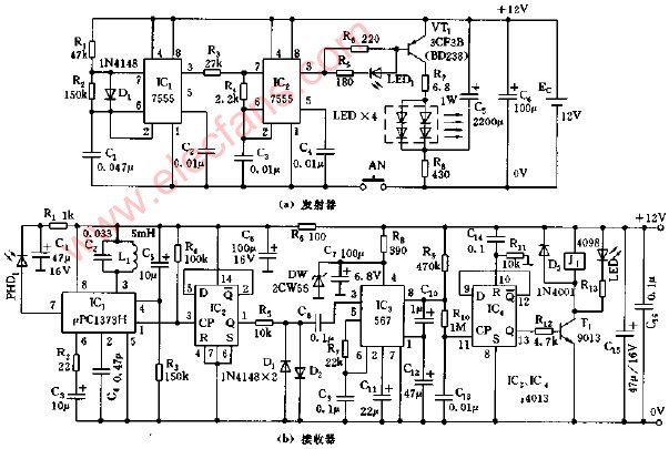 远距离红外线遥控器电路图