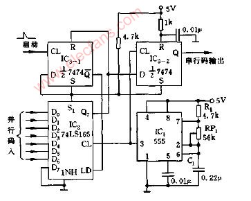 七位<b class='flag-5'>并行</b><b class='flag-5'>串行</b>码转换<b class='flag-5'>电路</b>图