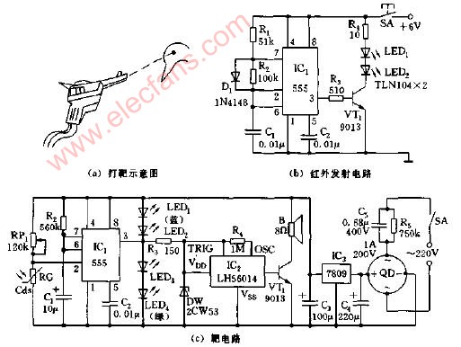 <b class='flag-5'>电子</b>枪<b class='flag-5'>打靶</b>中的声光<b class='flag-5'>电路图</b>