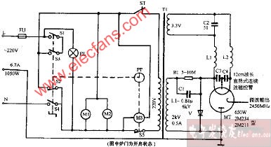 三乐牌WP-650A电脑式微波炉电路图