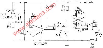 红外光敏二极管警灯电路图