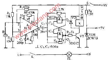 <b class='flag-5'>压电晶体</b>扬声器声控电灯电路图