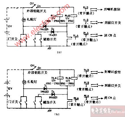 简单的微开关触发防盗报警电路图