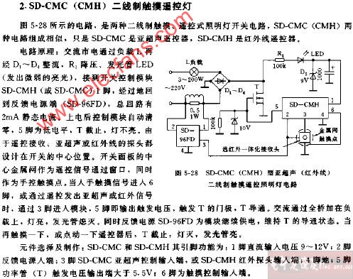 SD-CMC(CMH)型亚超声(红外线)二线制触摸遥控照明灯