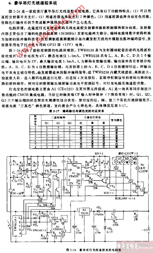 豪华吊灯无线遥控系统电路图