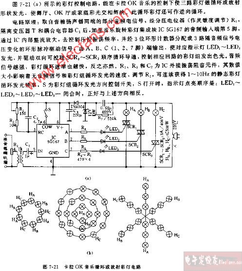 卡拉OK音樂(lè)<b class='flag-5'>循環(huán)</b>或放射<b class='flag-5'>彩燈</b><b class='flag-5'>電路</b>圖