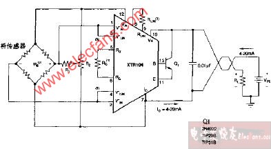 橋傳感器和XTR104的基本連接電路圖