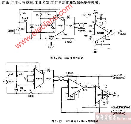 RCV420热电偶变换电路图