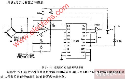 應變計橋12位數據采集系統電路圖