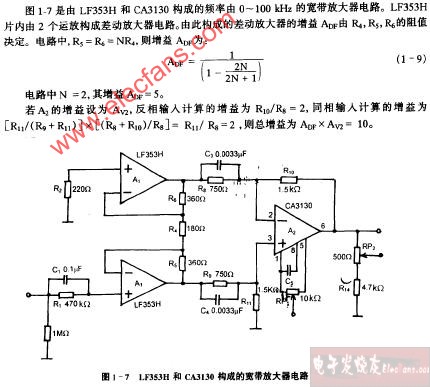 LF353H和<b class='flag-5'>CA3130</b>構成的寬帶放大器<b class='flag-5'>電路圖</b>