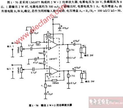 采用<b class='flag-5'>LM1877</b>構(gòu)成的2W×2功率<b class='flag-5'>放大器</b><b class='flag-5'>電路圖</b>