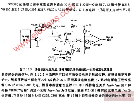 场锯齿波<b class='flag-5'>电压</b><b class='flag-5'>形成</b>级与场线性校正电路图