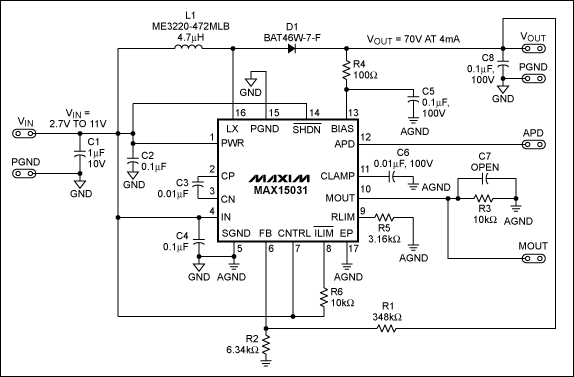 MAX15031升压转换器原理图