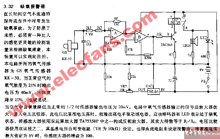 缺氧报警器电路