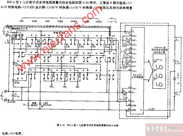 RD-1型3,1 2<b class='flag-5'>位數(shù)字式</b>多用電阻測(cè)量?jī)x的總<b class='flag-5'>電路圖</b>