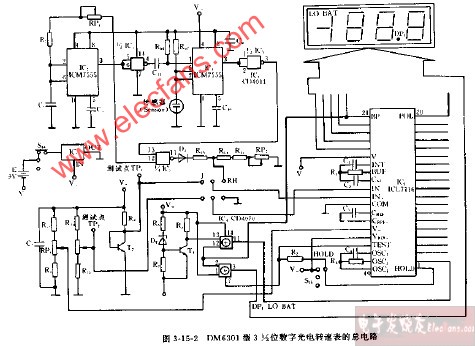 DM6301型3,1 2位<b class='flag-5'>數字</b>光電<b class='flag-5'>轉速表</b>的總<b class='flag-5'>電路圖</b>