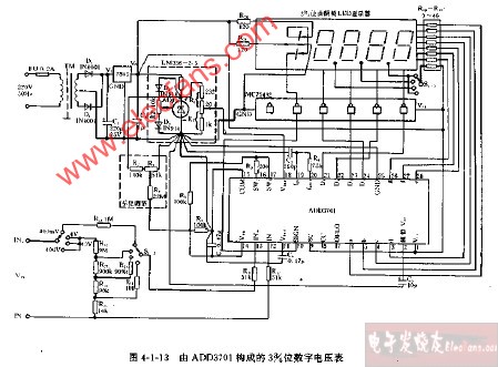 <b class='flag-5'>由</b>ADD3701<b class='flag-5'>構成</b>的3,1 2位<b class='flag-5'>數(shù)字</b><b class='flag-5'>電壓表</b>電路圖