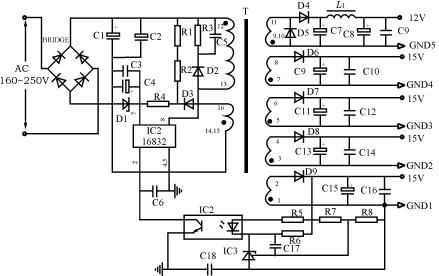 TDA16832变频空调开关电源电路原理图