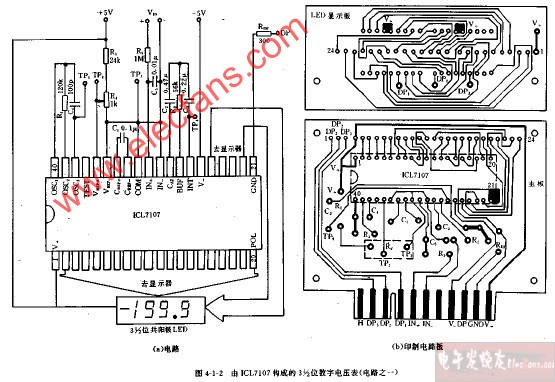 由<b class='flag-5'>ICL7107</b><b class='flag-5'>构成</b>的3,1 2位数字电压表<b class='flag-5'>电路图</b>(之一)