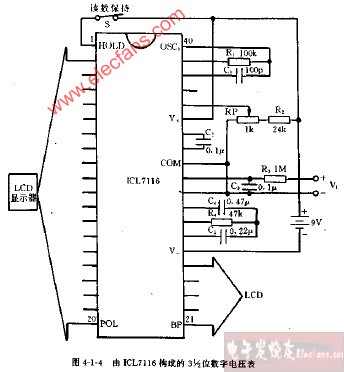 <b class='flag-5'>由</b>ICL7116<b class='flag-5'>構成</b>的3,1 2位<b class='flag-5'>數(shù)字</b><b class='flag-5'>電壓表</b>電路圖