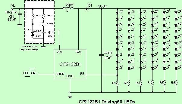 CP2122B1应<b class='flag-5'>用电路</b>(<b class='flag-5'>白光</b><b class='flag-5'>LED</b><b class='flag-5'>驱动</b><b class='flag-5'>电路</b>)