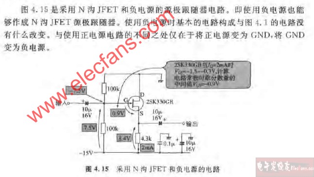 采用N溝JFET和<b class='flag-5'>負(fù)電源</b>的<b class='flag-5'>電路圖</b>