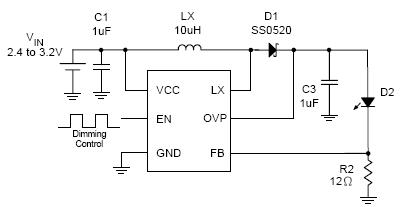 RT9271白光LED電源芯片應用電路