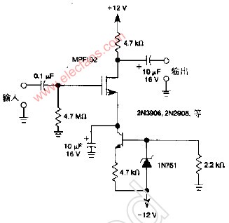 带<b class='flag-5'>电流</b><b class='flag-5'>偏置</b>的JFET<b class='flag-5'>放大器</b>