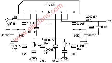 TDA2616功率放大电路图